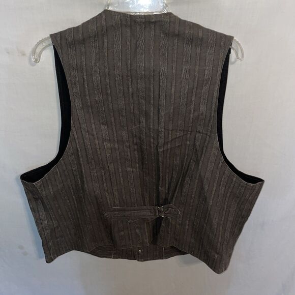 WAH Maker Men’s Western Vest Size 2XL Brown Striped Cowboy Rodeo Outdoors - Picture 8 of 12